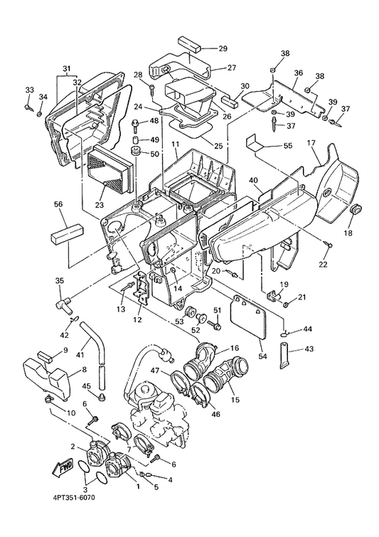 Yamaha 34X-21691-00 Flap — shown on the Intake parts diagram