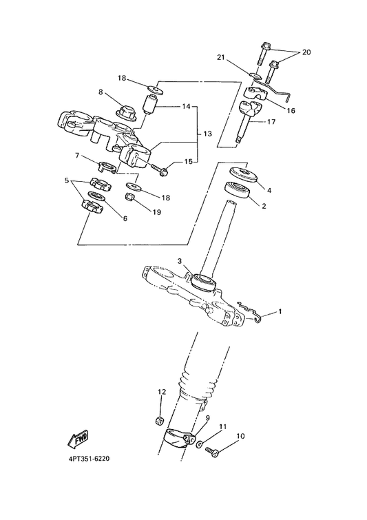 Yamaha 3Y6-23442-00-98 Holder, Handle Lower — shown on the Steering parts diagram