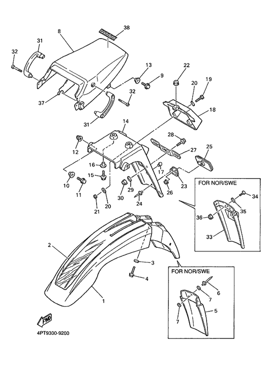 Yamaha 92017-08050 Bolt, Button Head — shown on the Fender parts diagram