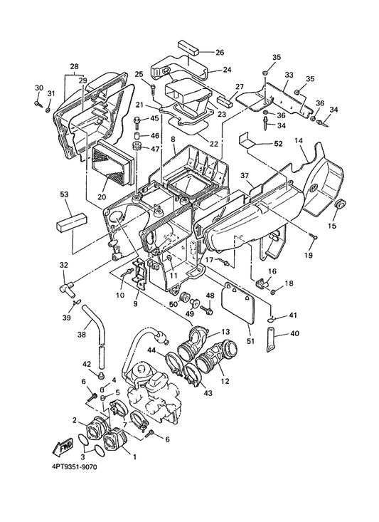 Yamaha 1VJ-13596-00 Joint, Carburetor 2 — shown on the Intake parts diagram