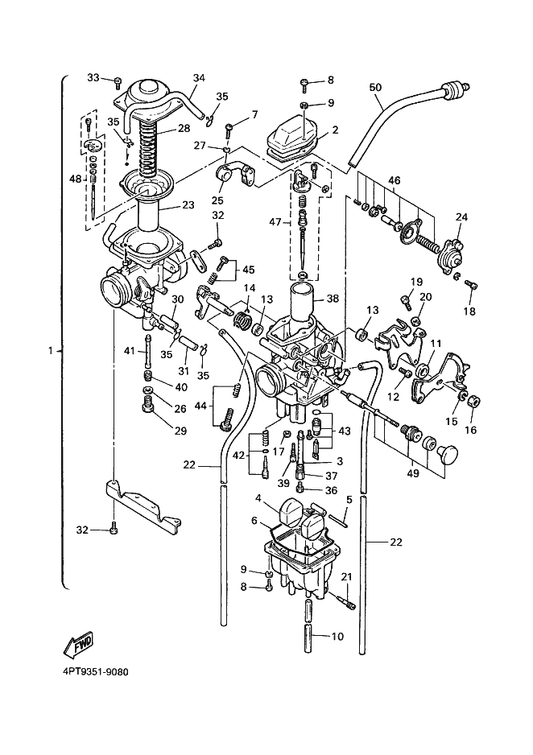 Yamaha 288-14343-70 . Jet, Main — shown on the Carburetor parts diagram