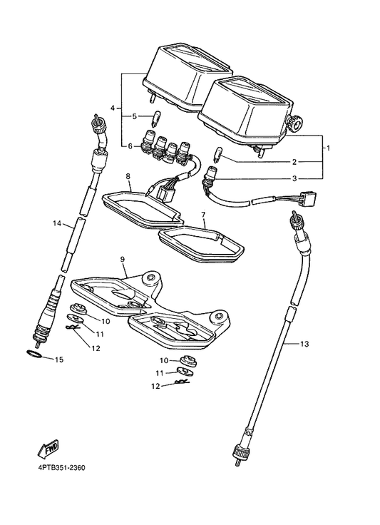 Yamaha 4PT-83560-01 Tachometer Cable Assy — shown on the Meter parts diagram