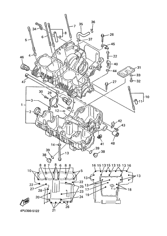 Yamaha 1TX-15365-00 Grommet — shown on the Crankcase parts diagram