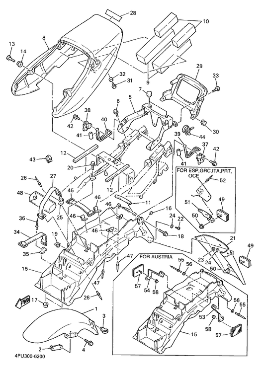 Yamaha 36F-28379-00 Hook — shown on the Fender parts diagram