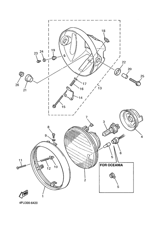 Yamaha 4KG-84320-00 Lens Assy — shown on the Headlight parts diagram