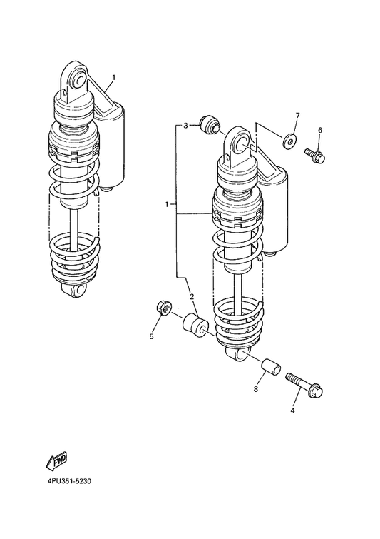 Yamaha 1UF-22216-00 . Bush, Rear Shock Ab — shown on the Rear Arm & Suspension parts diagram