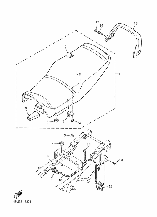 Yamaha 4KG-2478E-00 Cable, Seat Lock — shown on the Seat parts diagram