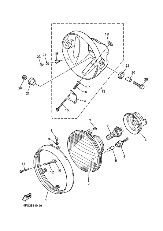 Yamaha 4KG-84330-00 Body Assy — shown on the Headlight parts diagram