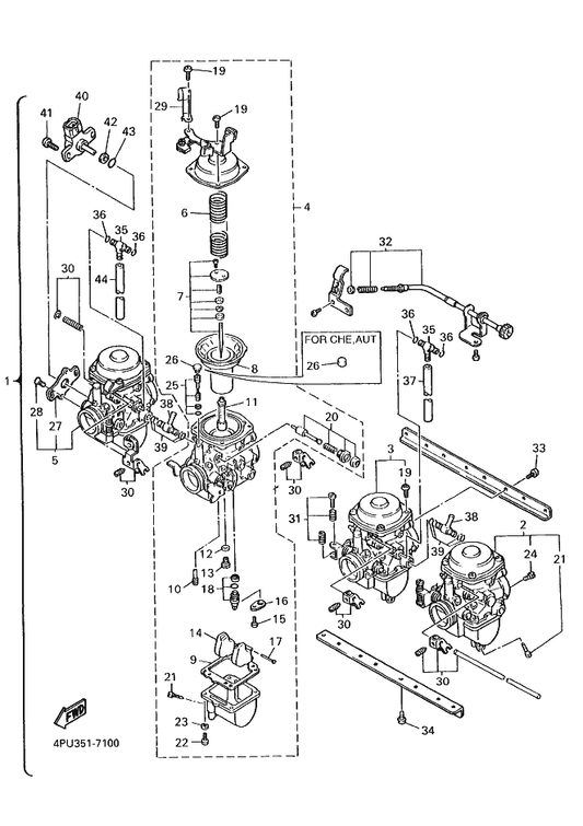 Yamaha 3CF-14107-23 . . Needle Valve Set — shown on the Carburetor parts diagram