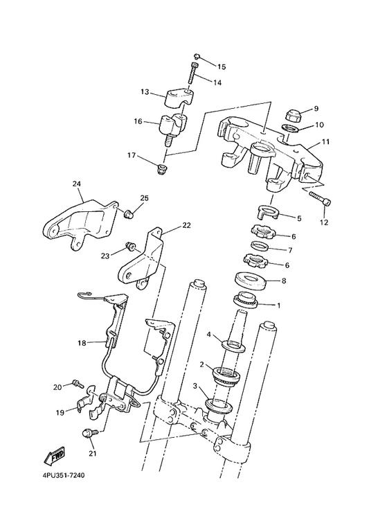 Yamaha 5H0-23442-01-38 Holder, Handle Lowe — shown on the Steering parts diagram