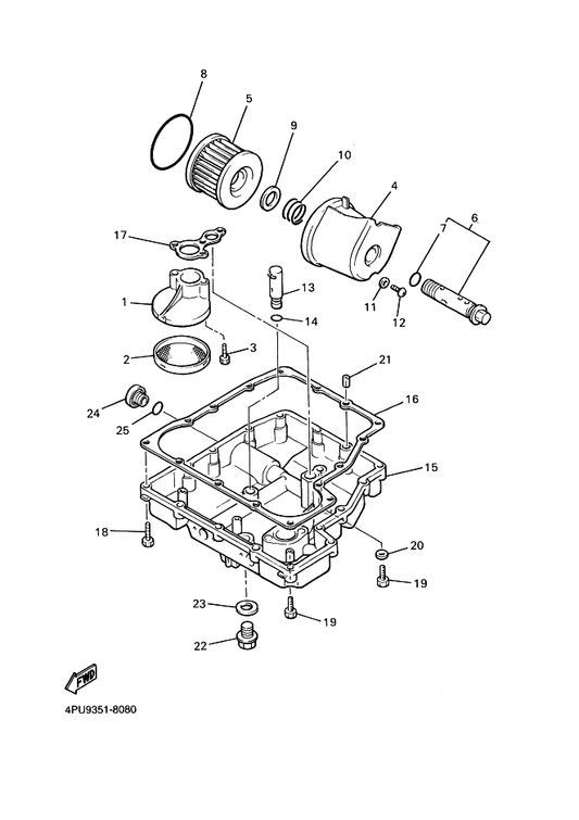 Yamaha 5EA-13447-10 Cover, Oil Element — shown on the Oil Cleaner parts diagram