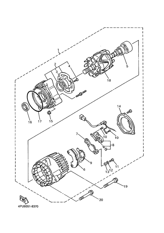 Yamaha 4BH-81604-00 . Cover Assy — shown on the Generator parts diagram