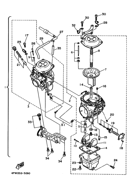Yamaha 3CF-1490J-00 ..Needle Set — shown on the Carburetor parts diagram
