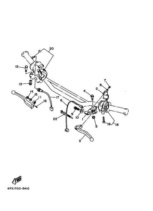 Yamaha 4PX-83973-00 Switch, Handle 3 — shown on the Handle Switch & Lever parts diagram