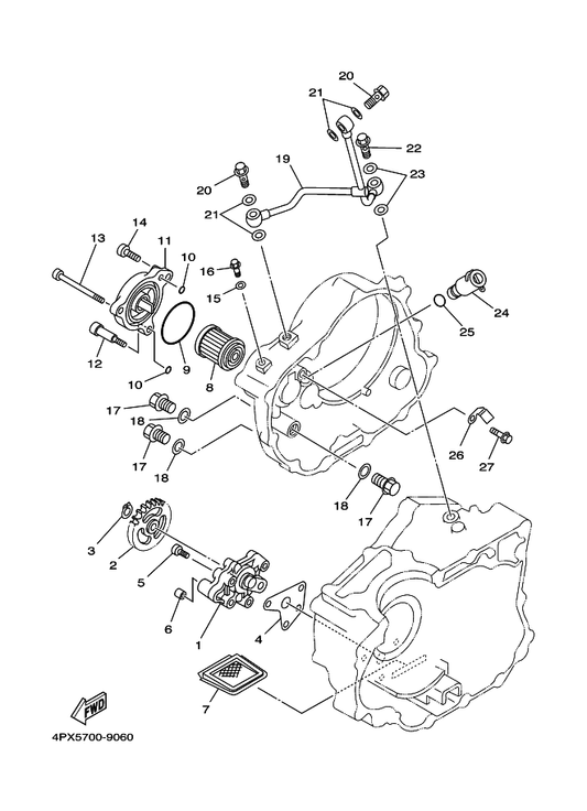 Yamaha 90430-06156 Gasket — shown on the Oil Pump parts diagram