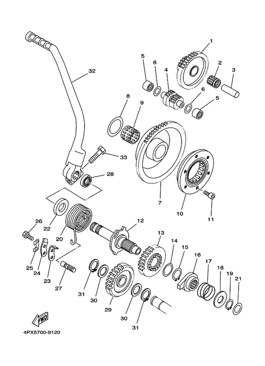 Yamaha 93310-225N0 Bearing — shown on the Starter Clutch parts diagram