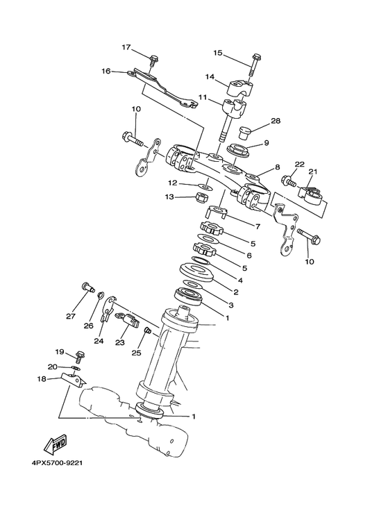 Yamaha 4RR-23435-00 Crown, Handle — shown on the Steering parts diagram
