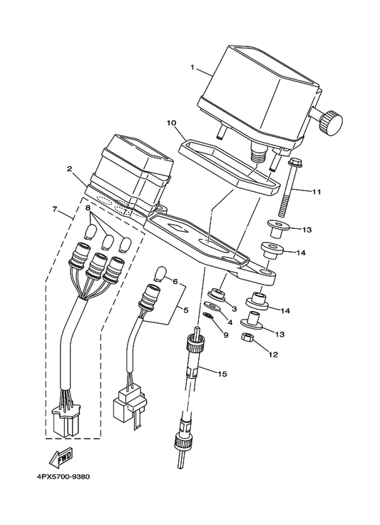Yamaha 4PX-83520-10 Socket Cord Assy — shown on the Meter parts diagram