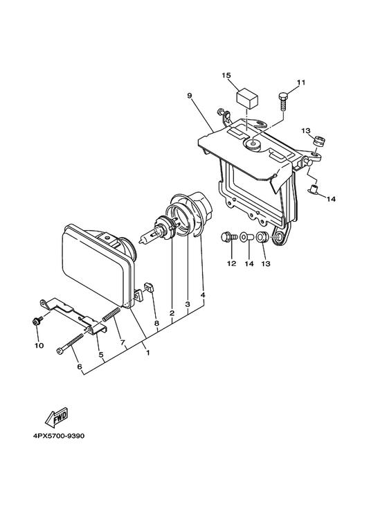 Yamaha 4GY-84332-00 . Spring, Screw — shown on the Headlight parts diagram