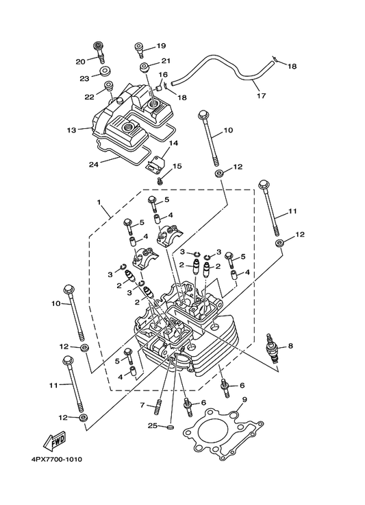 Yamaha 90109-06605 Bolt — shown on the Cylinder Head parts diagram