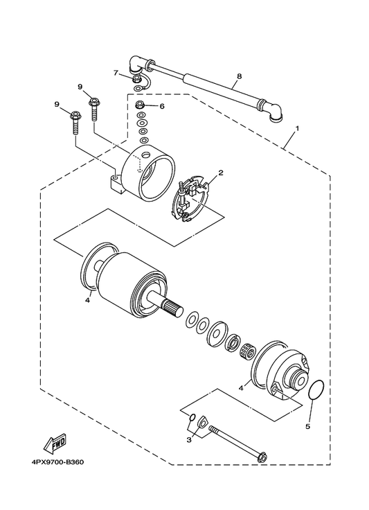 Yamaha 4GY-81815-01 Cord, Starter Motor — shown on the Starting Motor parts diagram