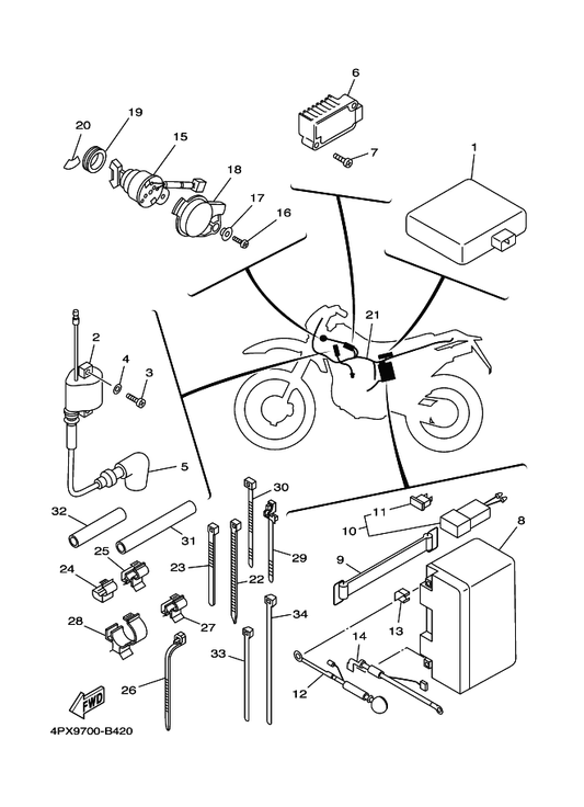 Yamaha 4GY-82510-10 Main Switch Assy — shown on the Electrical 1 parts diagram