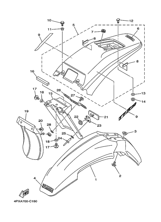 Yamaha 90267-40090 Rivet, Blind — shown on the Fender parts diagram