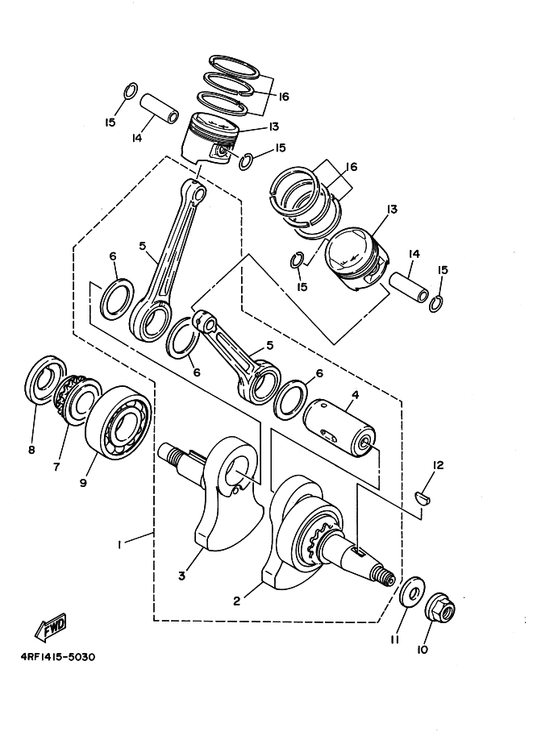 Yamaha 22F-11633-00 Pin, Piston — shown on the Crankshaft & Piston parts diagram