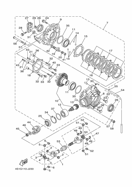 Yamaha 4S1-G5386-00 . Bolt 1 — shown on the Drive Shaft parts diagram