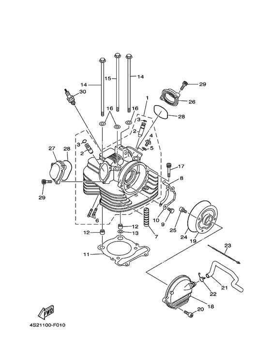 Yamaha 3C2-E1166-00 Pipe, Breather 1 — shown on the Cylinder Head parts diagram