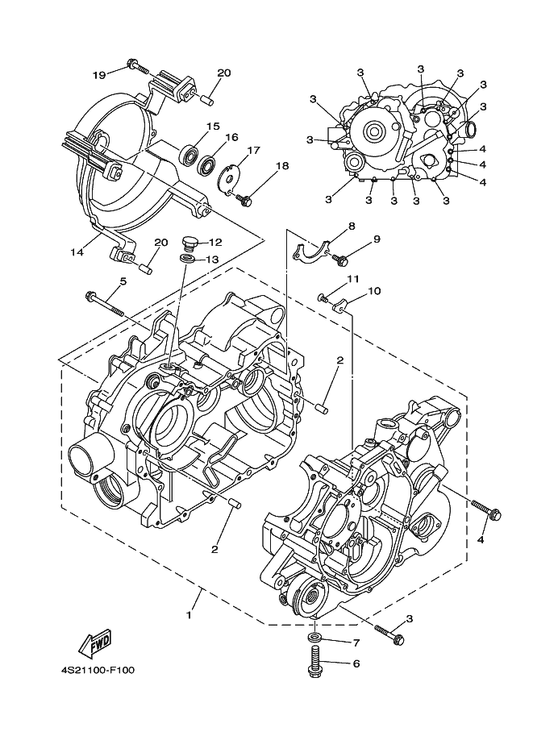 Yamaha 5UH-15100-09 Crankcase Assy — shown on the Crankcase parts diagram