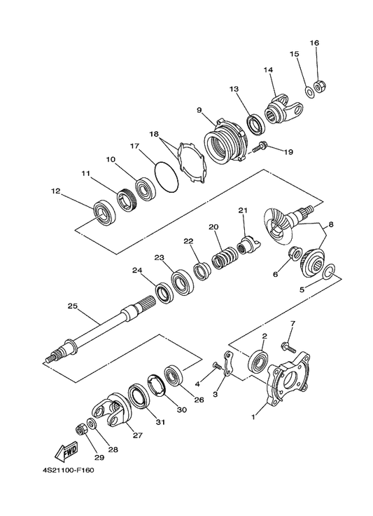 Yamaha 90501-650L5 Spring, Compression — shown on the Middle Drive Gear parts diagram