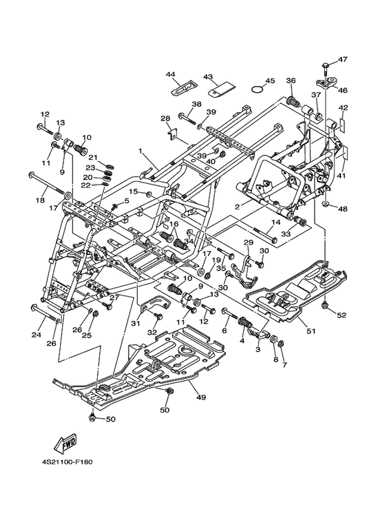 Yamaha 90105-10284 Bolt, Flange — shown on the Frame parts diagram