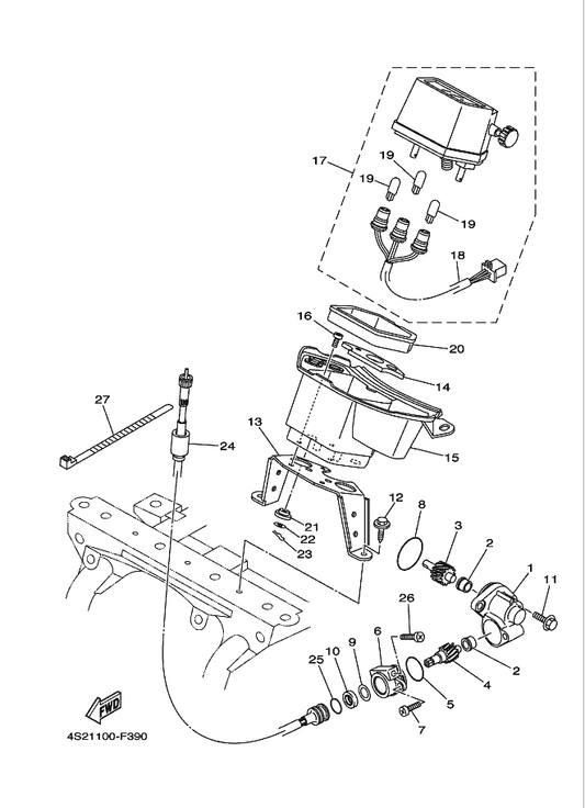 Yamaha 4S1-83536-00 . Socket, Meter — shown on the Meter parts diagram