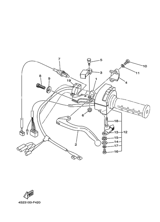 Yamaha 5KM-83941-00 . Lever, Starter — shown on the Handle Switch & Lever parts diagram