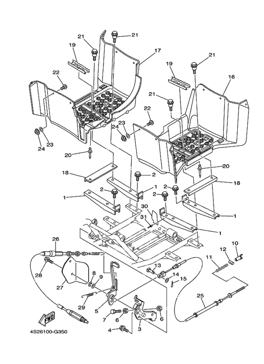 Yamaha 4S1-F6343-00 Nut, Adjusting — shown on the Stand & Footrest parts diagram