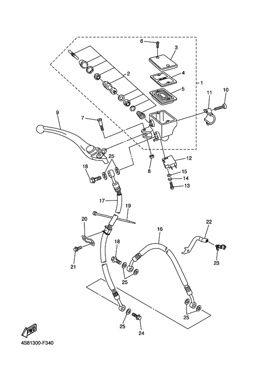 Yamaha 5PS-W2587-00 Master Cylinder Sub Assy — shown on the Front Master Cylinder parts diagram