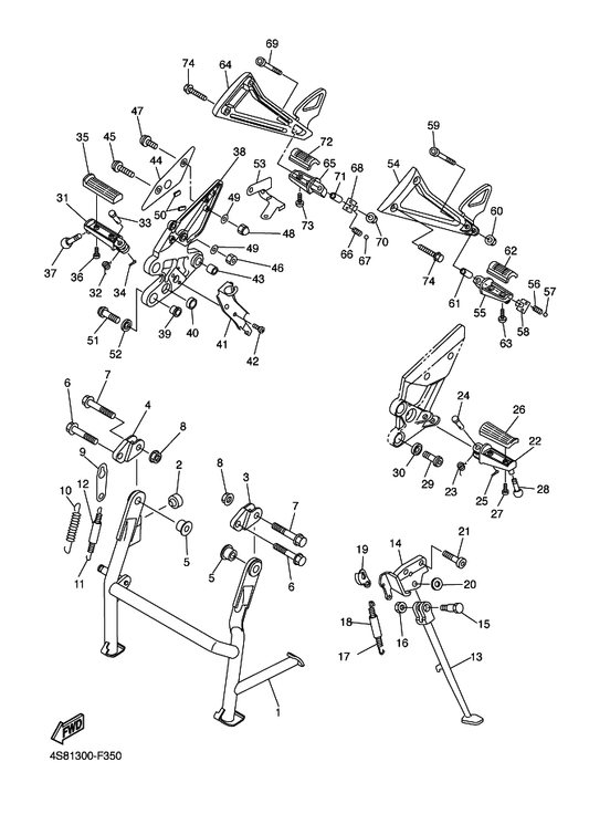 Yamaha 92014-05012 Bolt, Button Head — shown on the Stand & Footrest parts diagram