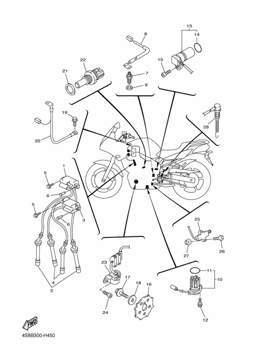 Yamaha 5VX-82116-00 Wire, Minus Lead — shown on the Electrical 1 parts diagram