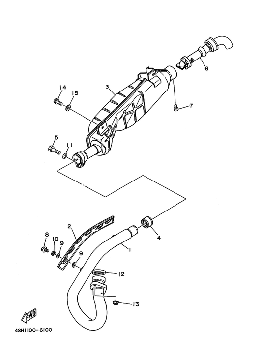 Yamaha 2HR-14711-03 Muffler 1 — shown on the Exhaust parts diagram