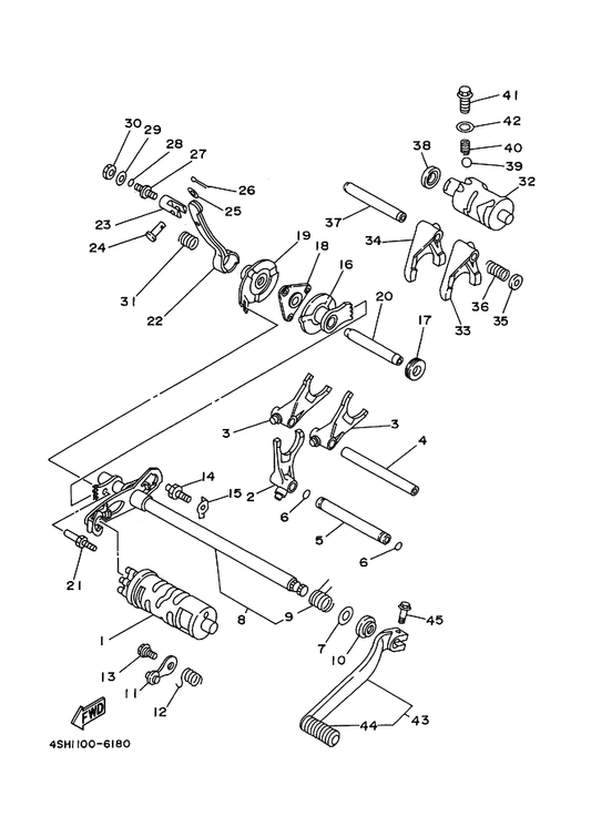 Yamaha 95317-08700 Nut — shown on the Shift Cam & Fork parts diagram