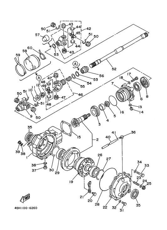 Yamaha 4H7-17537-00-40 Shim, Thrust — shown on the Front Differential parts diagram