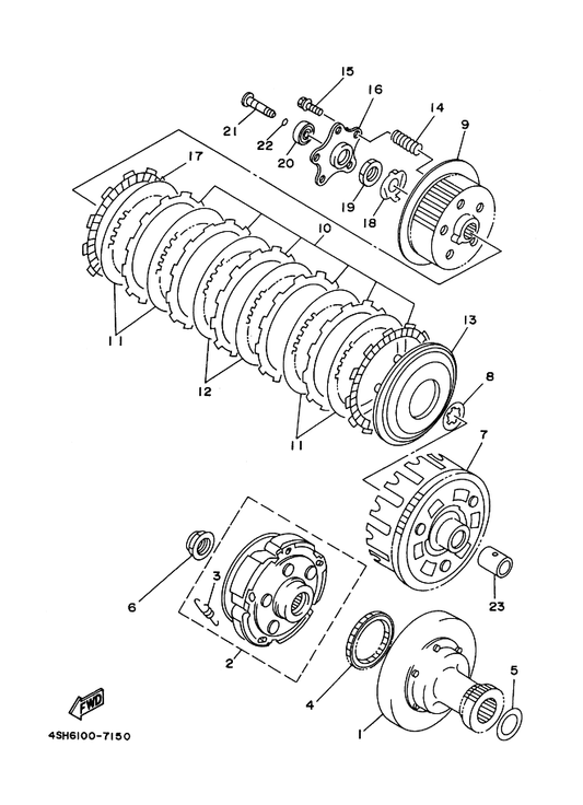 Yamaha 90201-30008 Washer, Plate — shown on the Clutch parts diagram