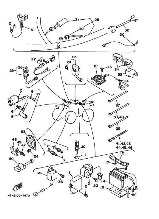 Yamaha 95817-06020 Bolt, Flange — shown on the Electrical 1 parts diagram