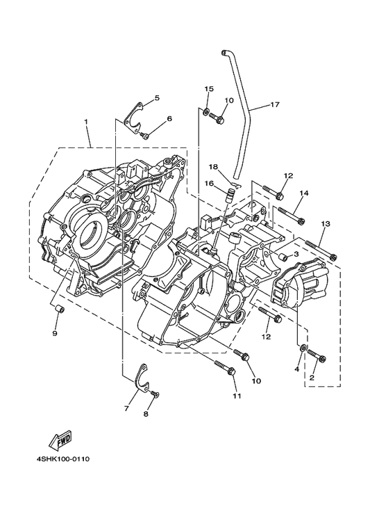 Yamaha 4SH-15150-00 Crankcase Assy — shown on the Crankcase parts diagram