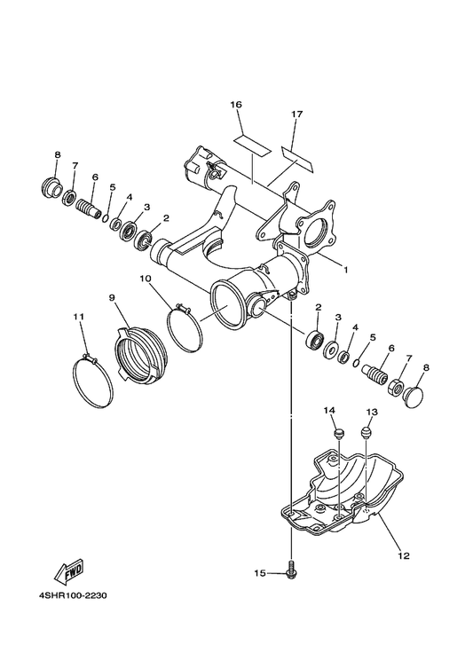 Yamaha 2HR-22189-00 Boot, Rubber — shown on the Rear Arm & Suspension parts diagram