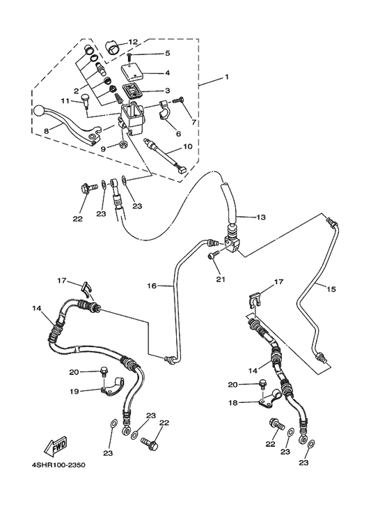 Yamaha 5GH-25867-00 . Bracket, Master Cylinder — shown on the Front Master Cylinder parts diagram