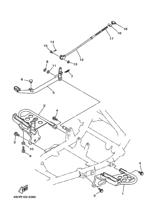 Yamaha 4SH-27211-00 Pedal, Brake — shown on the Stand & Footrest parts diagram