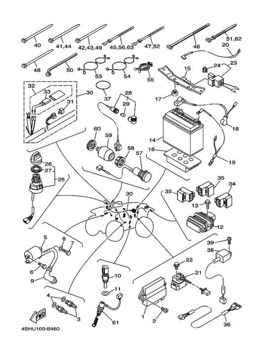 Yamaha 5FU-85540-20 C.D.I. Unit Assy — shown on the Electrical 1 parts diagram