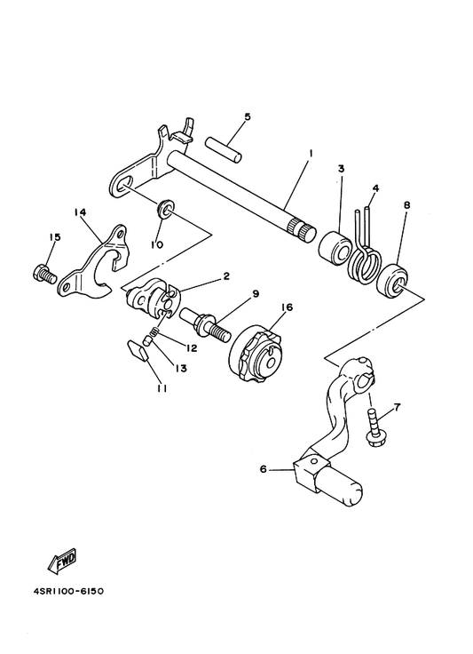 Yamaha 4SS-18110-00 Shift Pedal Assy — shown on the Shift Shaft parts diagram
